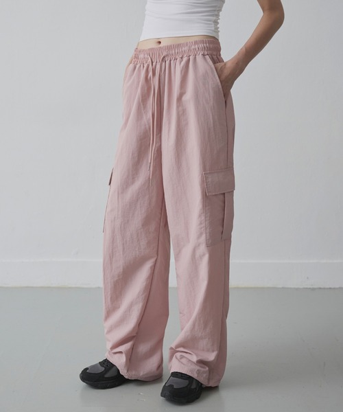 UNE MANSION(ユヌマンション)の「【ストリング付き】ストレートナイロンカーゴパンツ(カーゴパンツ・レディース・ピンク/チャコール/スカイブルー/カーキ/ブラック・FREE)」の14枚目の写真