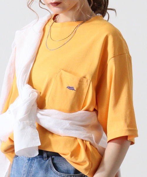 KRIFF MAYER（クリフメイヤー）の「Wet protection one point short sleeve pocket T-shirt / ウェットプロテクト ワンポイント半袖ポケットTシャツ unisex（Tシャツ/カットソー・メンズ・オフホワイト/ベージュ/オレンジ/ライトグリーン/チャコール/ラベンダー・L/XL/M）」の2枚目の写真