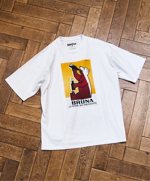 EDIFICE(エディフィス)の「《再入荷》SAVIGNAC (サビニャック) 別注 French Company プリント Tシャツ(Tシャツ/カットソー・メンズ・グリーン系その他/イエロー/アイボリー/ブラックミックス/グレー/オフホワイト/レッド/サックスブルー・X-LARGE/LARGE/MEDIUM)」の2枚目の写真