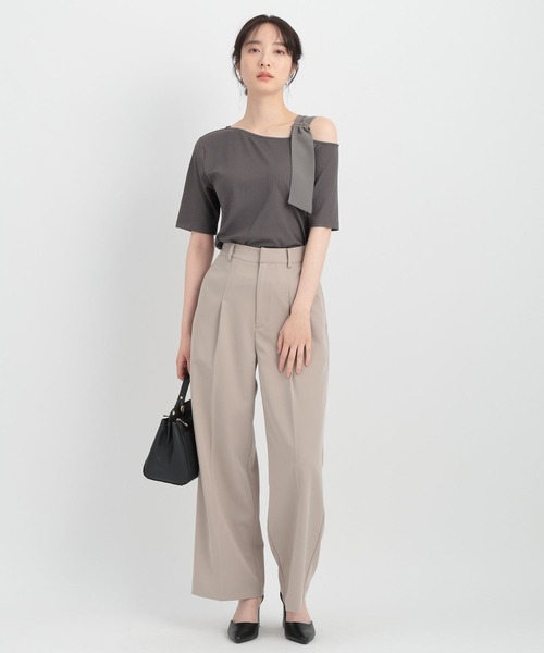 Andemiu（アンデミュウ）の「スカーフツキリブカット134912（Tシャツ/カットソー・レディース・チャコールグレー/アイボリー/ブラック/ベージュ・FREE）」の7枚目の写真