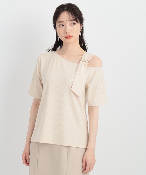 Andemiu（アンデミュウ）の「スカーフツキリブカット134912（Tシャツ/カットソー・レディース・チャコールグレー/アイボリー/ブラック/ベージュ・FREE）」の9枚目の写真