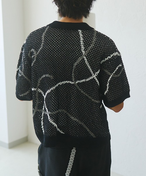 eaphi ウェーブニット epnok セーター ニット ウェーブラインスキッパーメッシュニット