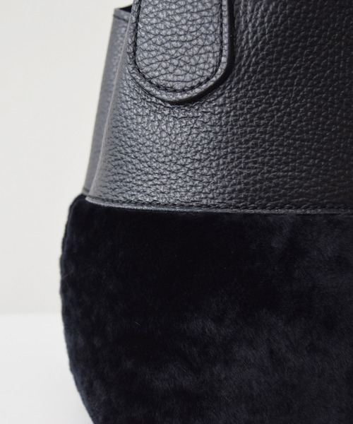 RIPANI（リパーニ）の「【RIPANI】ムートンコンビハンドバッグ(Q46531)（ハンドバッグ・レディース・ブラック/グレー・ALL）」の5枚目の写真