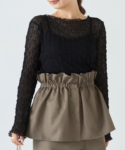 LAVEANGE（ラビアンジェ）の「ウェーブシアープルオーバー（Tシャツ/カットソー・レディース・ブラック/ブラウン/アイボリー・LL/3L/4L/M/L）」の13枚目の写真