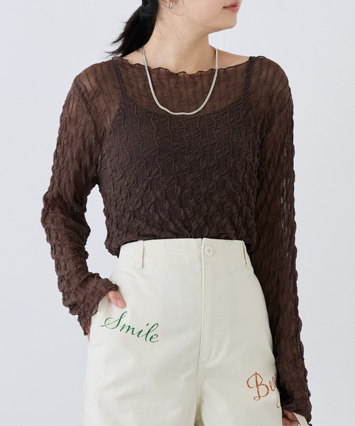 LAVEANGE（ラビアンジェ）の「ウェーブシアープルオーバー（Tシャツ/カットソー・レディース・ブラック/ブラウン/アイボリー・LL/3L/4L/M/L）」の22枚目の写真