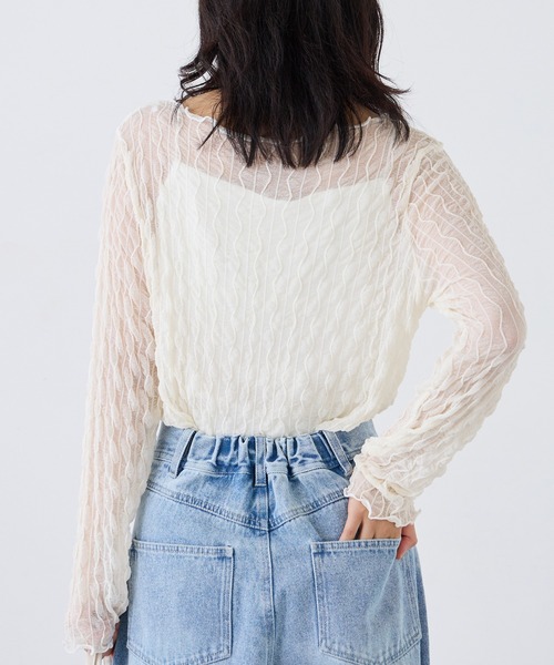 LAVEANGE（ラビアンジェ）の「ウェーブシアープルオーバー（Tシャツ/カットソー・レディース・ブラック/ブラウン/アイボリー・LL/3L/4L/M/L）」の7枚目の写真