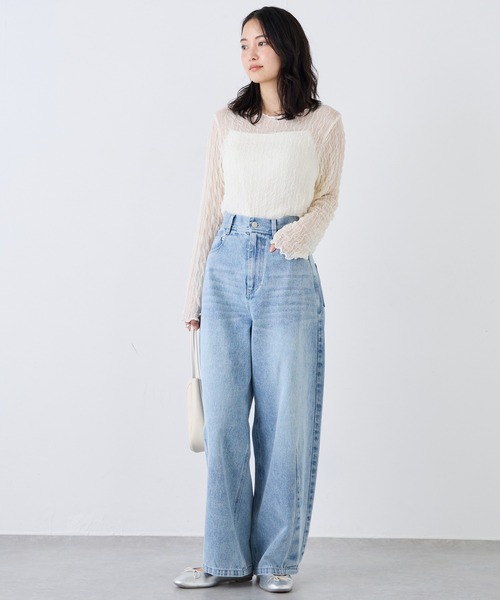 LAVEANGE（ラビアンジェ）の「ウェーブシアープルオーバー（Tシャツ/カットソー・レディース・ブラック/ブラウン/アイボリー・LL/3L/4L/M/L）」の8枚目の写真