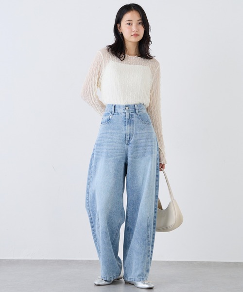 LAVEANGE（ラビアンジェ）の「ウェーブシアープルオーバー（Tシャツ/カットソー・レディース・ブラック/ブラウン/アイボリー・LL/3L/4L/M/L）」の9枚目の写真