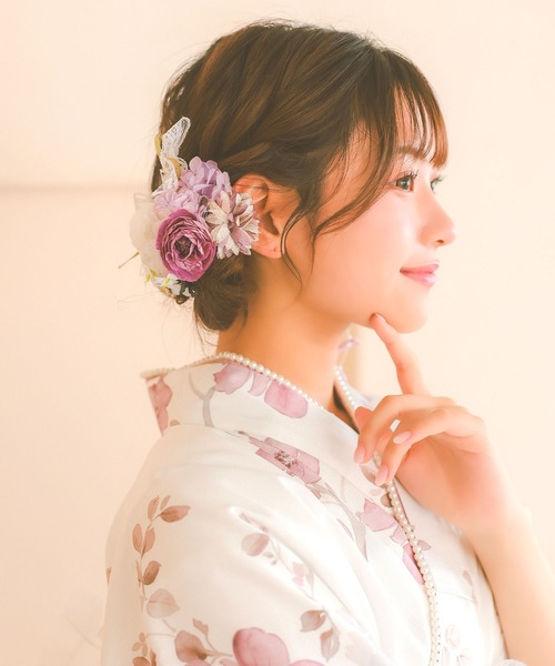 浴衣 ヘアアクセサリー 髪飾り パールピンニュアンスカラー