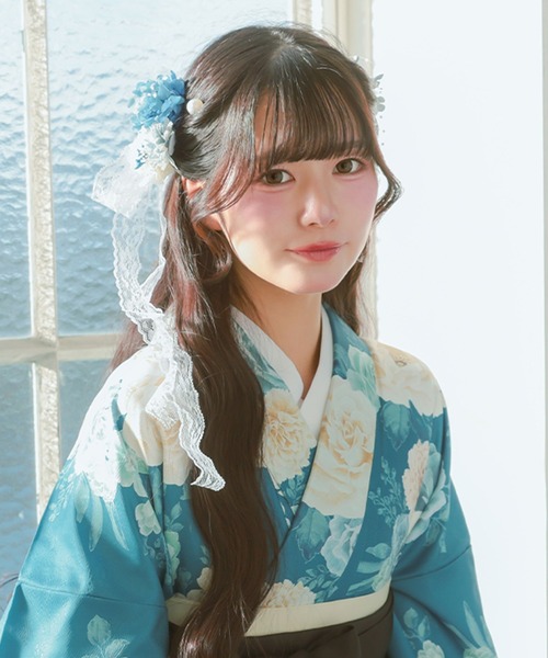 Retica(レティカ)の「浴衣 ヘアアクセサリー 髪飾り パールピンニュアンスカラーフラワーレースリボン 浴衣ヘアアクセ 11点セット かわいい(和装小物・レディース・パープル/ピンク/ブルー・FREE)」の11枚目の写真