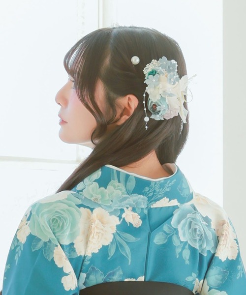 Retica(レティカ)の「浴衣 ヘアアクセサリー 髪飾り パールピンニュアンスカラーフラワーレースリボン 浴衣ヘアアクセ 11点セット かわいい(和装小物・レディース・パープル/ピンク/ブルー・FREE)」の19枚目の写真