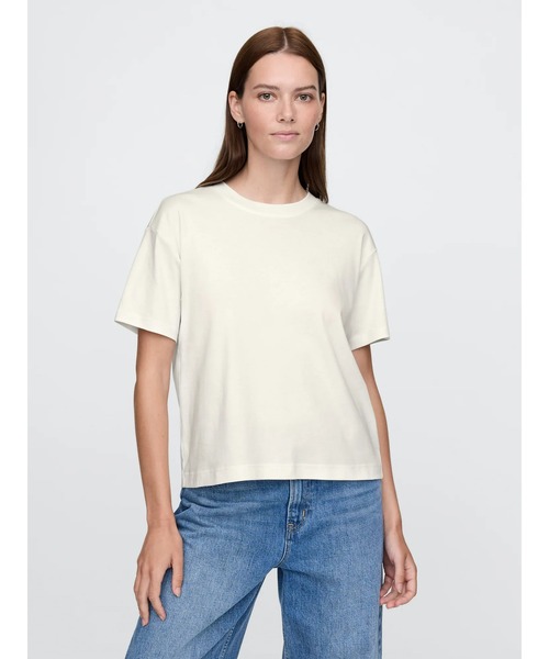 GAP(ギャップ)の「スーピマ(R) コットンリラックスtシャツ(半袖)(Tシャツ/カットソー・レディース・ライトブラウン/ブラック/オフホワイト/ネイビー/ベージュ/ライトグレー/ブラウン/ブルー/ワイン・S/M/L/XL/XS/XXS)」の1枚目の写真