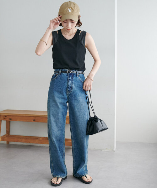 DISCOAT（ディスコート）の「【新色追加/WEB限定】レイヤードタンクトップ（タンクトップ・レディース・アイボリー/ブラック/グレー/ブルー/ブラウン/ネイビー・FREE）」の8枚目の写真