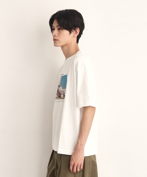 装飾されたコットンTシャツ セール】オーガニックコットンFrenchフォトTシャツ(Tシャツ