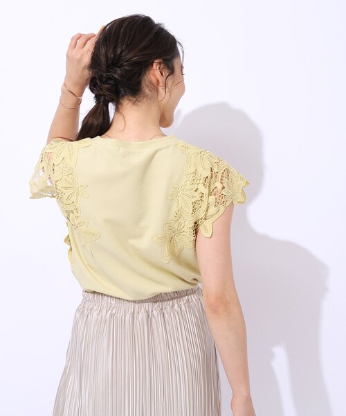 DRESKIP(ドレスキップ)の「◆華やかなレース使いが目を惹く 大人のデザイントップス(Tシャツ/カットソー・レディース・ブラック/ライトイエロー系/ホワイト系5/オフホワイト・04/03/02)」の10枚目の写真