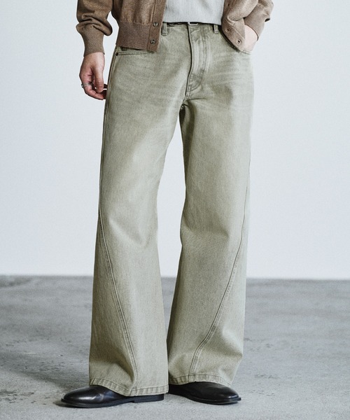 WYM LIDNM（ウィム バイ リドム）の「VINTAGE WASHED CURVED DENIM（デニムパンツ・メンズ・ブルー系/ブラック系/ブラウン系/グレー/ブラック系2/ライトインディゴブルー/インディゴブルー/ベージュ系/ダークインディゴブルー/グレイッシュベージュ・XS/S/M/L/XL）」の6枚目の写真