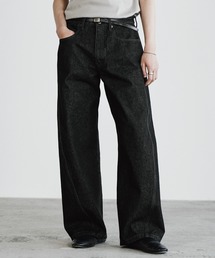 WYM LIDNM | VINTAGE WASHED CURVED DENIM(デニムパンツ)