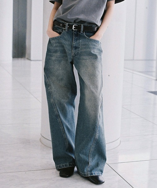 WYM LIDNM ジーンズ VINTAGE WASHED CURVED DENIM メンズ