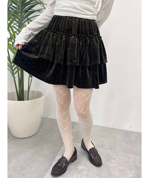 PEACE NOW ベロア編み上げミニスカート ベロア3段フリルミニスカート – WEGO ONLINE STORE