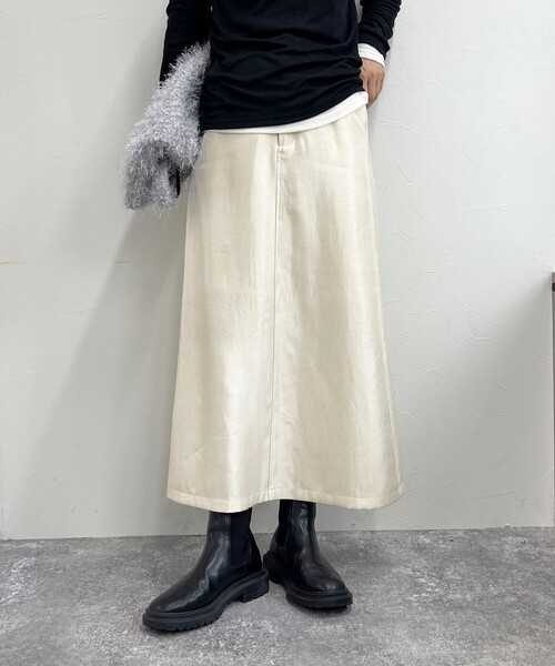 fredy emue(フレディエミュ)の「マルチファブリック タイトスカート(スカート・レディース・ベージュ系その他/アイボリー/ブラック・38/36)」の1枚目の写真