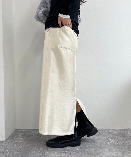 fredy emue(フレディエミュ)の「マルチファブリック タイトスカート(スカート・レディース・ベージュ系その他/アイボリー/ブラック・38/36)」の21枚目の写真