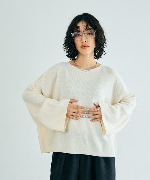 LEPSIM(レプシィム)の「14ゲージワイドボートネックプルオーバー 133263(ニット/セーター・レディース・ブラック/チャコールグレー/オフホワイト/マスタード・FREE)」の2枚目の写真