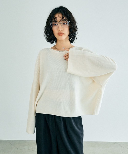 LEPSIM(レプシィム)の「14ゲージワイドボートネックプルオーバー 133263(ニット/セーター・レディース・ブラック/チャコールグレー/オフホワイト/マスタード・FREE)」の16枚目の写真