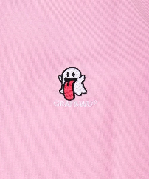GRAF&WU(グラフアンドユー)の「GRAF&WU ゴースト刺繍 クロップド丈 スリムフィット 半袖Tシャツ(Tシャツ/カットソー・レディース・ブラック/ピンク・S/M/L)」の6枚目の写真