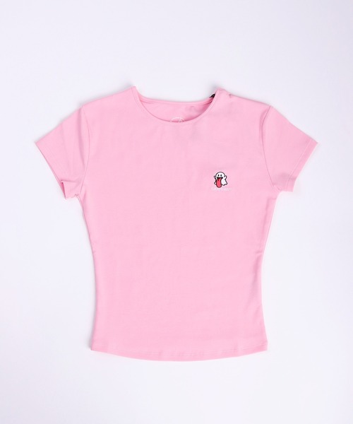 GRAF&WU(グラフアンドユー)の「GRAF&WU ゴースト刺繍 クロップド丈 スリムフィット 半袖Tシャツ(Tシャツ/カットソー・レディース・ブラック/ピンク・S/M/L)」の3枚目の写真