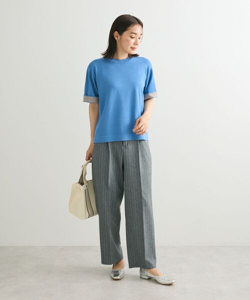 Green　Parks（グリーンパークス）の「きれいシルエットパンツ(ワイドストレート柄)（スラックス・レディース・ストライプ/その他12・M/L）」の13枚目の写真