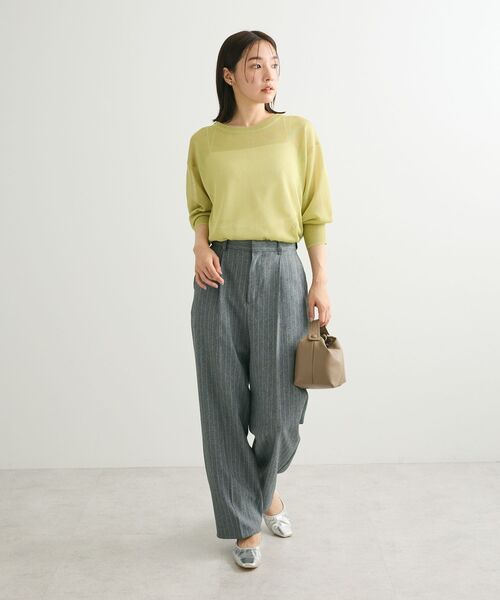 Green　Parks（グリーンパークス）の「きれいシルエットパンツ(ワイドストレート柄)（スラックス・レディース・ストライプ/その他12・M/L）」の14枚目の写真