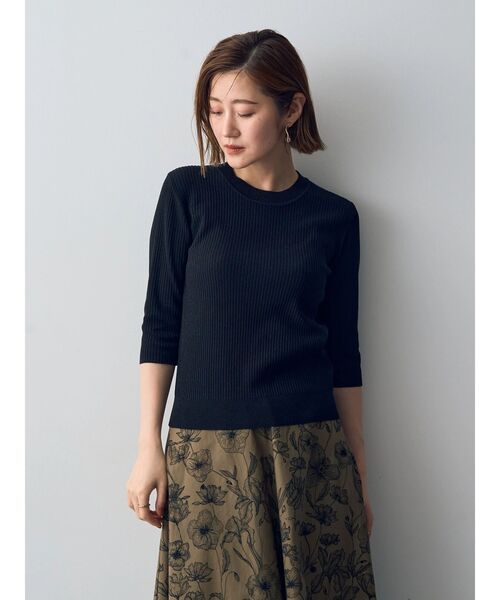YECCA VECCA（イェッカヴェッカ）の「ラメ7分袖リブニット（ニット/セーター・レディース・ブラック/テラコッタ/ベージュ・FREE）」の19枚目の写真