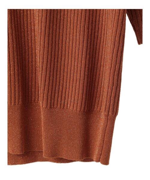 YECCA VECCA（イェッカヴェッカ）の「ラメ7分袖リブニット（ニット/セーター・レディース・ブラック/テラコッタ/ベージュ・FREE）」の13枚目の写真