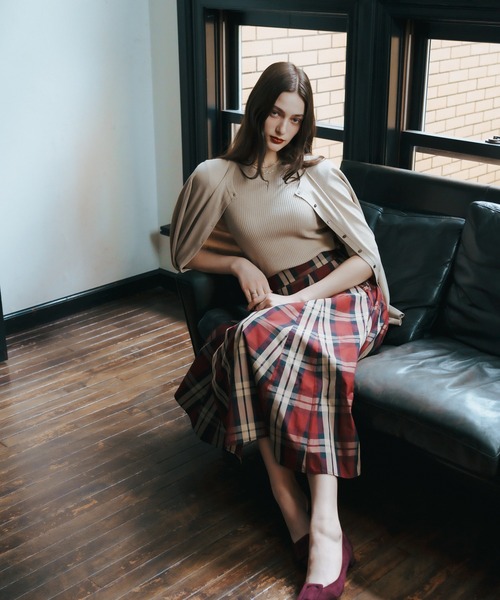 YECCA VECCA（イェッカヴェッカ）の「ラメ7分袖リブニット（ニット/セーター・レディース・ブラック/テラコッタ/ベージュ・FREE）」の7枚目の写真