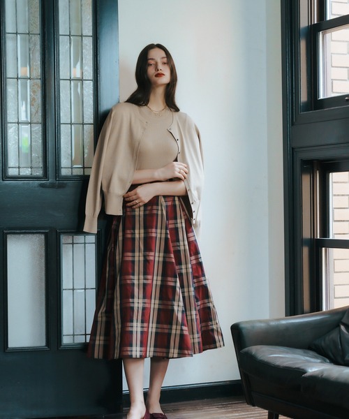 YECCA VECCA（イェッカヴェッカ）の「ラメ7分袖リブニット（ニット/セーター・レディース・ブラック/テラコッタ/ベージュ・FREE）」の8枚目の写真