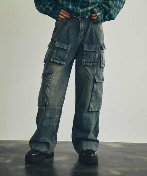 【セール】ビンテージウォッシュワイドカーゴデニムパンツ(デニムパンツ)|Shoowtime(ショウタイム) 6,237円