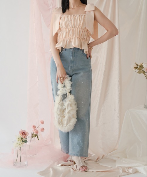 Ambre Neige(アンブルネージュ)の「big ribbon bustier / ビッグリボンビスチェ(キャミソール・レディース・ベビーピンク/オフホワイト・FREE)」の11枚目の写真