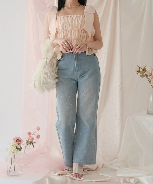 Ambre Neige(アンブルネージュ)の「big ribbon bustier / ビッグリボンビスチェ(キャミソール・レディース・ベビーピンク/オフホワイト・FREE)」の13枚目の写真