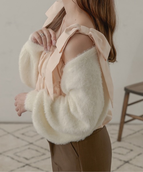 Ambre Neige(アンブルネージュ)の「big ribbon bustier / ビッグリボンビスチェ(キャミソール・レディース・ベビーピンク/オフホワイト・FREE)」の20枚目の写真