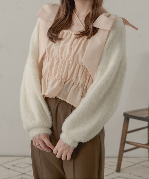 Ambre Neige(アンブルネージュ)の「big ribbon bustier / ビッグリボンビスチェ(キャミソール・レディース・ベビーピンク/オフホワイト・FREE)」の21枚目の写真