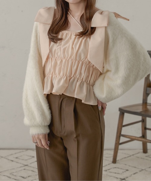 Ambre Neige(アンブルネージュ)の「big ribbon bustier / ビッグリボンビスチェ(キャミソール・レディース・ベビーピンク/オフホワイト・FREE)」の22枚目の写真
