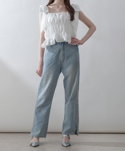 Ambre Neige(アンブルネージュ)の「big ribbon bustier / ビッグリボンビスチェ(キャミソール・レディース・ベビーピンク/オフホワイト・FREE)」の19枚目の写真