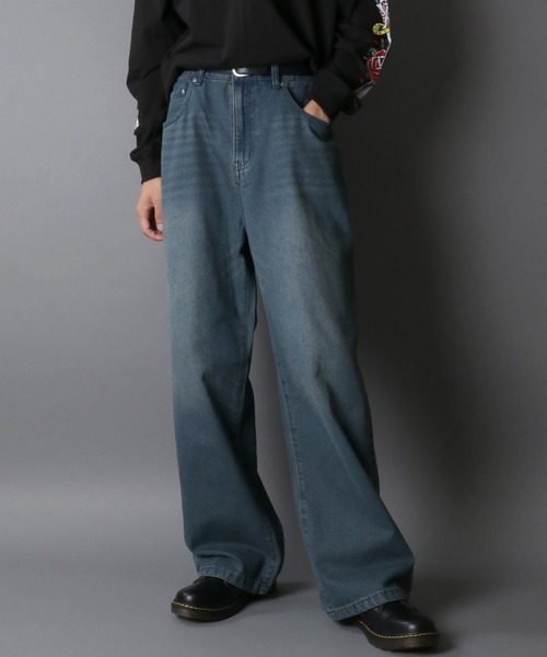 SITRY（シトリー）の「Overdye Baggy Denim Pants/オーバーダイ ヴィンテージライク バギーデニムパンツ ワイドデニムパンツ（デニムパンツ・メンズ・ブラック系その他/ブルー系その他/ブルー系その他2/ブラック系その他2・XL/L/M）」の3枚目の写真
