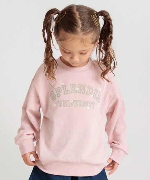 ハート刺繍＆ロゴプリントトレーナー（スウェット）｜branshes