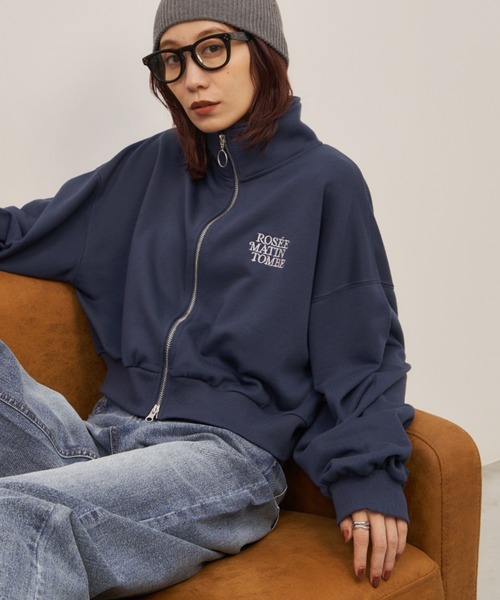 Auntie Rosa Holiday（アンティローザホリデー）の「ハイネックダブルジップスウェットブルゾン（ブルゾン・レディース・ナチュラル/ネイビー・FREE）」の3枚目の写真