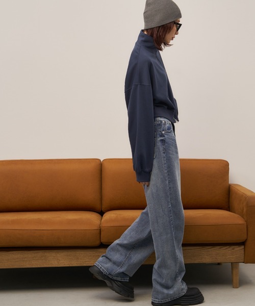 Auntie Rosa Holiday（アンティローザホリデー）の「ハイネックダブルジップスウェットブルゾン（ブルゾン・レディース・ナチュラル/ネイビー・FREE）」の7枚目の写真