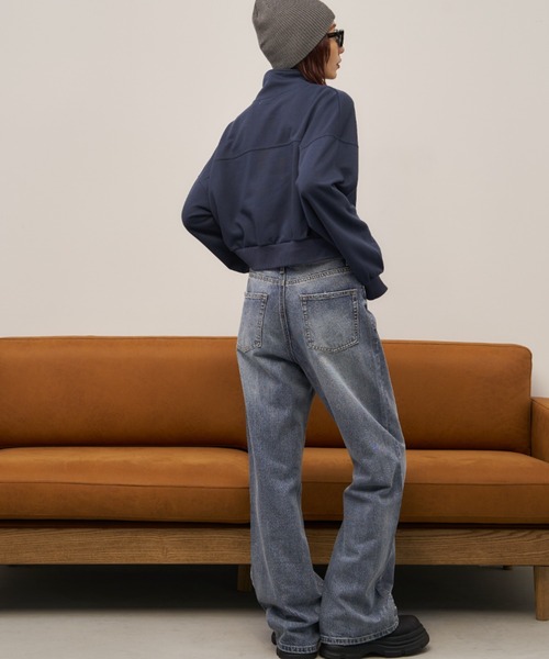 Auntie Rosa Holiday（アンティローザホリデー）の「ハイネックダブルジップスウェットブルゾン（ブルゾン・レディース・ナチュラル/ネイビー・FREE）」の8枚目の写真