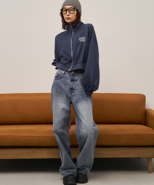 Auntie Rosa Holiday（アンティローザホリデー）の「ハイネックダブルジップスウェットブルゾン（ブルゾン・レディース・ナチュラル/ネイビー・FREE）」の6枚目の写真