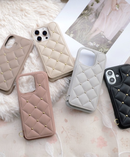 CECIL McBEE（セシルマクビー）の「iPhone17 iPhone17Pro iPhone17e iPhoneAir iPhone16/16e/16Pro/15/14/13 セシルマクビー [キルティング背面ケース]（スマホケース/カバー・レディース・グレー/モカ/ベージュ/スモークピンク/ブラック・iPhone 16 Pro/iPhone 16/iPhone 13/14/iPhone 15/iPhone 16e/iPhone Air/iPhone 17 Pro/iPhone 17）」の16枚目の写真