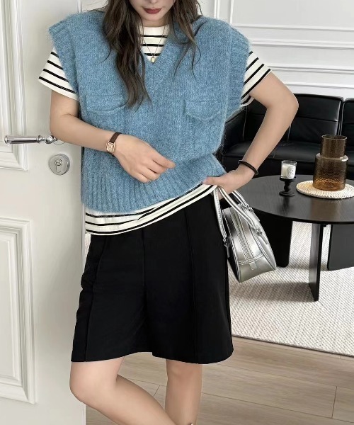 セール】Vネックざっくりニットベスト（ベスト）｜Diosfront（ディオス